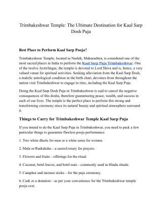 Trimbakeshwar Temple_ The Ultimate Destination for Kaal Sarp Dosh Puja