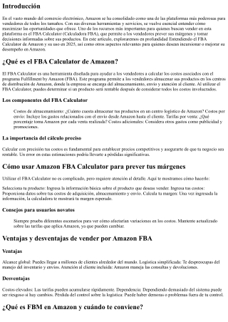 Entendiendo el FBA Calculator de Amazon y su uso en 2025