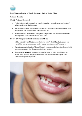 Best Children’s Dentist in Pimple Saudagar - Unique Dental Clinic