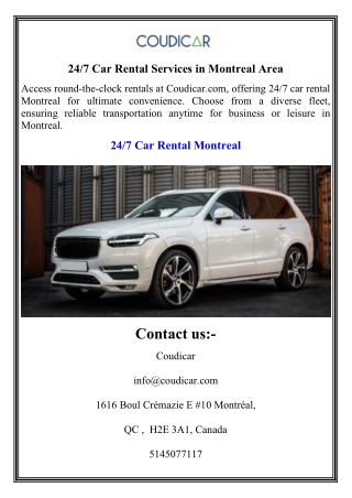 24 7 Car Rental Services in Montreal Area