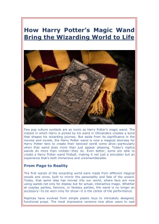 How Harry Potter’s Magic Wand Bring the Wizarding World to Life
