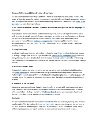 Common Pitfalls to Avoid When Creating a Brand Name