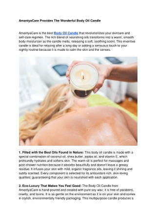 AmantyaCare Provides The Wonderful Body Oil Candle