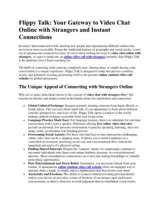 Video Chat Online with Strangers and Instant Connections