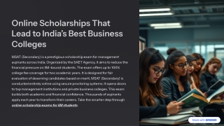 Online Scholarships That Lead to India’s Best Business Colleges