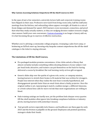 Why Custom eLearning Solutions Outperform Off-the-Shelf Courses in 2025