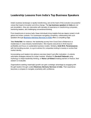 Leadership Lessons from India’s Top Business Speakers