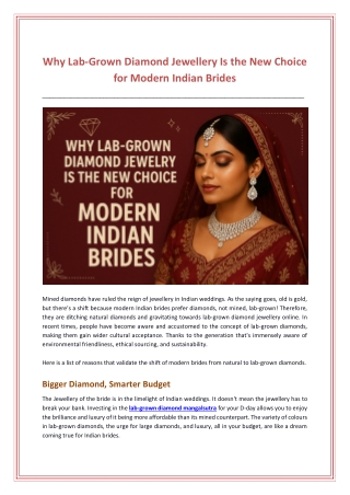 Why Lab-Grown Diamond Jewellery Is the New Choice for Modern Indian Brides