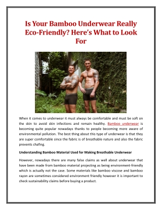 Is Your Bamboo Underwear Really Eco-Friendly Here’s What to Look For