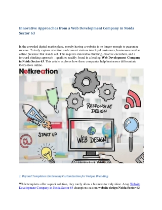 Innovative Approaches from a Web Development Company in Noida Sector 63