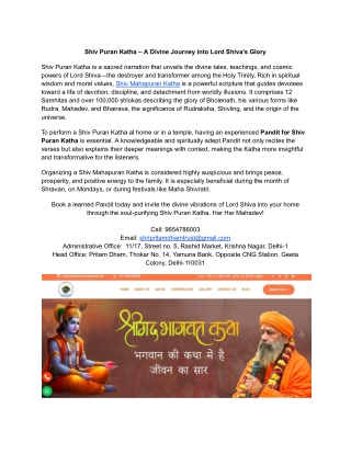 Shiv Puran Katha – A Divine Journey into Lord Shiva’s Glory