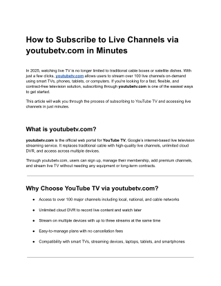 How to Subscribe to Live Channels via youtubetv.com in Minutes
