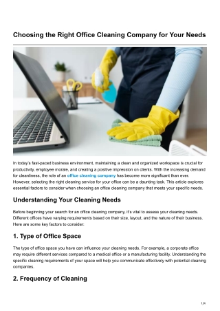 Choosing the Right Office Cleaning Company for Your Needs