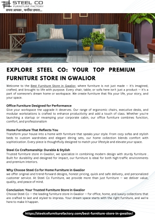 Explore Steel Co: Your Top Premium Furniture Store in Gwalior