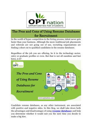 The Pros and Cons of Using Resume Databases for Recruitment