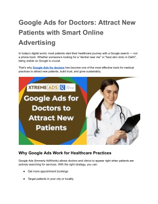 Google Ads for Doctors: Attract New Patients with Smart Online Advertising