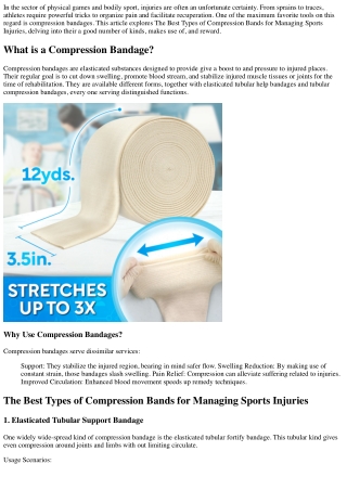 The Best Types of Compression Bands for Managing Sports Injuries