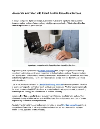 Accelerate Innovation with Expert DevOps Consulting Services