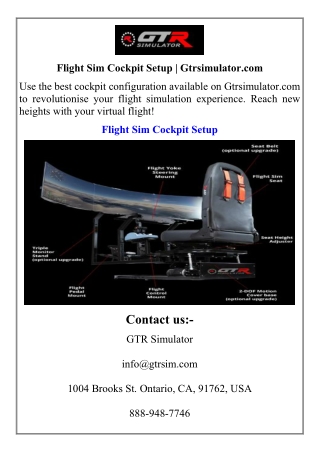 Flight Sim Cockpit Setup  Gtrsimulator.com