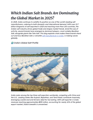 Which Indian Salt Brands Are Dominating the Global Market in 2025