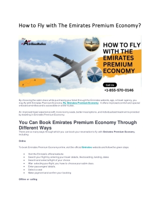 How to Fly with The Emirates Premium Economy