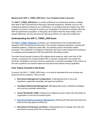 Mastering the SAP C_THR83_2505 Exam_ Your Complete Guide to Success