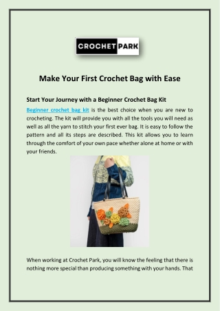 Make Your First Crochet Bag with Ease