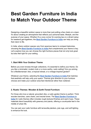 Best Garden Furniture in India to Match Your Outdoor Theme