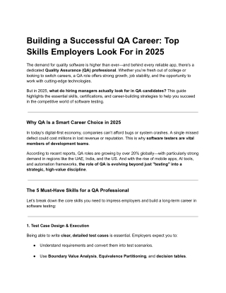 Building a Successful QA Career: Top Skills Employers Look For in 2025