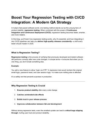 Boost Your Regression Testing with CI/CD Integration: A Modern QA Strategy