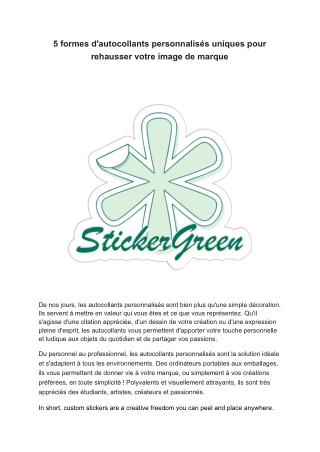 5 formes d'autocollants personnalisés uniques pour rehausser votre image de marque