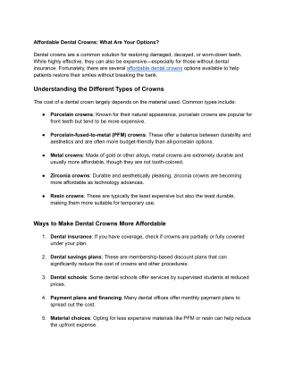 Affordable Dental Crowns_ What Are Your Options_