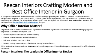 Go-To Experts for Best Office Interior in Gurgaon Design – Reecan Interiors