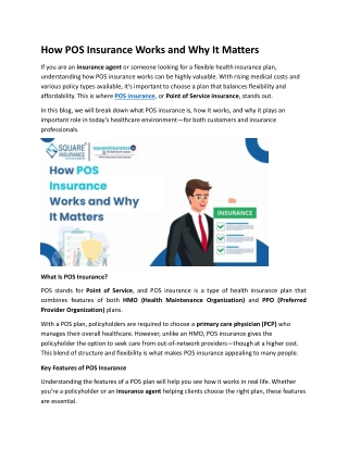 How POS Insurance Works and Why It Matters