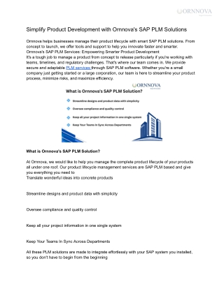Simplify Product Development with Ornnova's SAP PLM Solutions