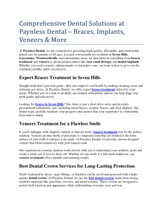 Comprehensive Dental Solutions at Paynless Dental