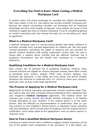 Everything You Need to Know About Getting a Medical Marijuana Card
