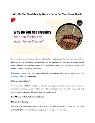 Why Do You Need Quality Manure Forks For Your Horse Stable_