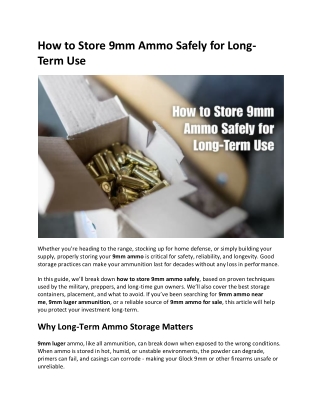 How to Store 9mm Ammo Safely for Long-Term Use