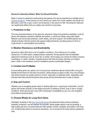 Gloves for Adventure Riders_ What You Should Prioritise