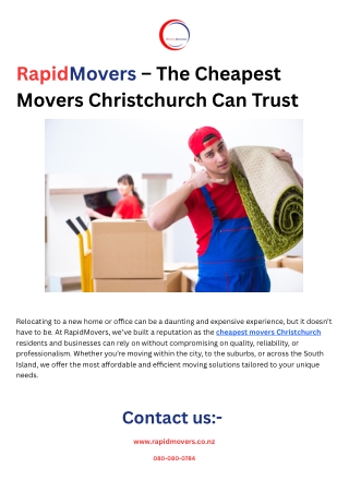 RapidMovers – The Cheapest Movers Christchurch Can Trust