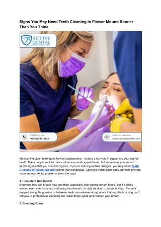 Signs You May Need Teeth Cleaning in Flower Mound Sooner Than You Think