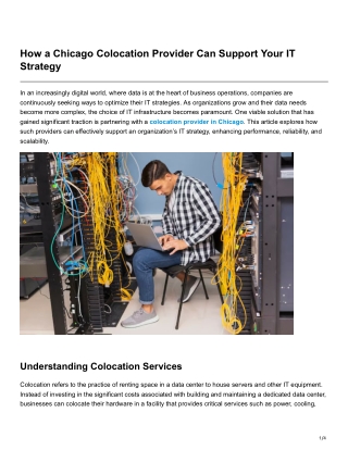 How a Chicago Colocation Provider Can Support Your IT Strategy