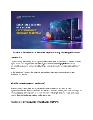 Essential Features of a Secure Cryptocurrency Exchange Platform