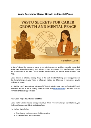 Vastu Secrets for Career Growth and Mental Peace