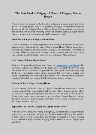 The Best Food in Calgary: A Taste of Calgary Momo House