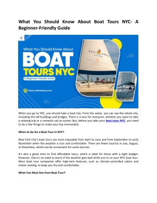 What You Should Know About Boat Tours NYC- A Beginner-Friendly Guide