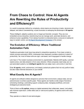 From Chaos to Control How AI Agents Are Rewriting the Rules of Productivity and Efficiency!!!