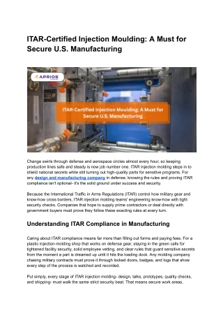 ITAR-Certified Injection Molding_ A Must for Secure U.S. Manufacturing