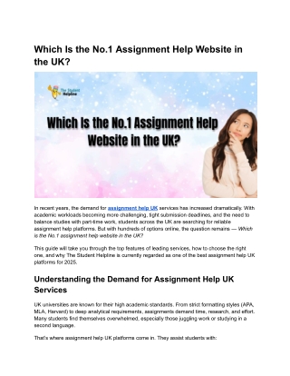 Which Is the No.1 Assignment Help Website in the UK?